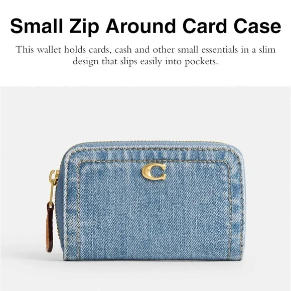 Coach Zip Wallet/Card Case - Denim Indigo NWT✨ - Picture 2 of 4